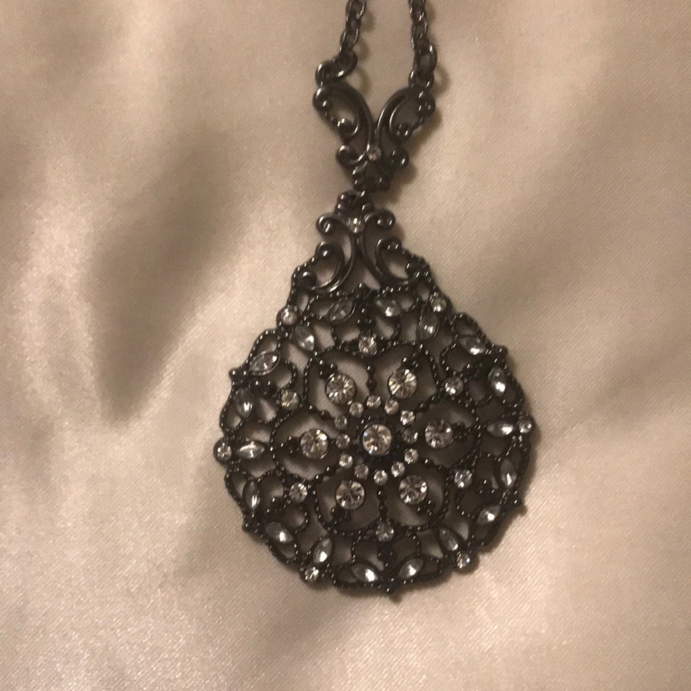 black and crystal necklace
